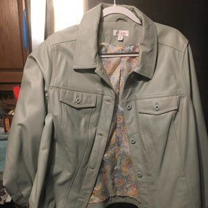 Denim&Co Light Gray Leather Jacket